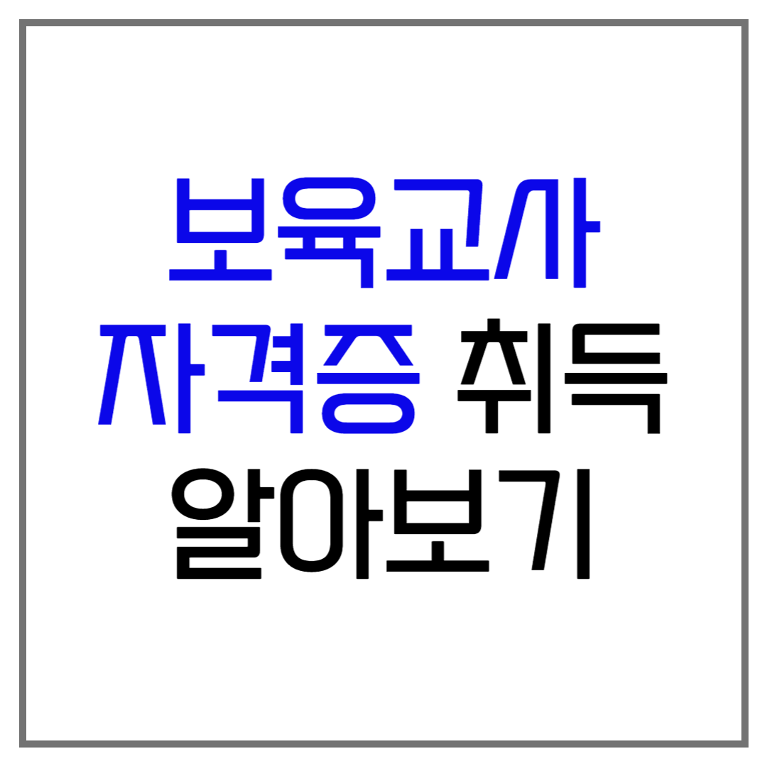 보육교사 자격증 취득