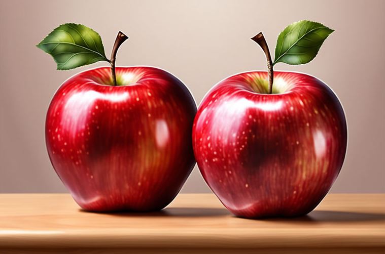 파워푸트 사과가 책상위에 있는 그림