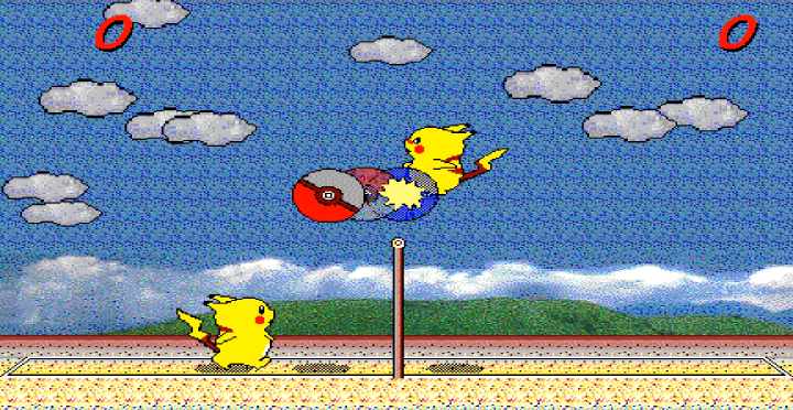 피카츄배구-웹게임-플레이-오른쪽-피카츄가-포켓볼을-받아냄과-동시에-스파이크를-날리는-화면