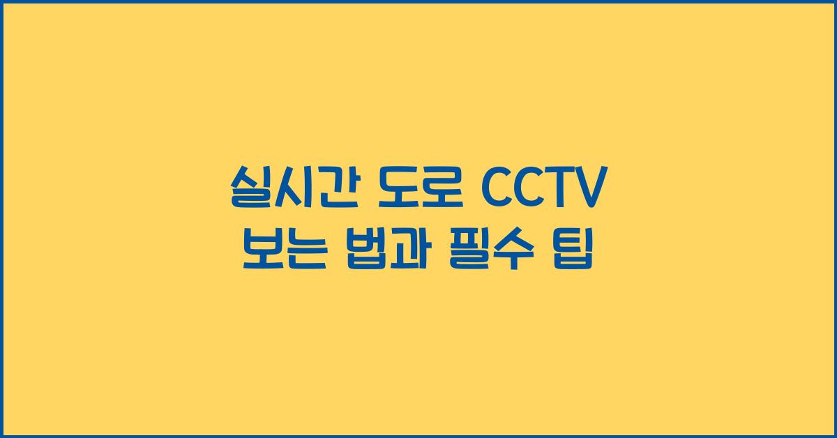 실시간 도로 cctv 보는 법