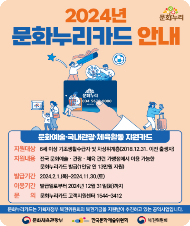 문화누리카드 합산 증액 2024년 소식- 신청방법