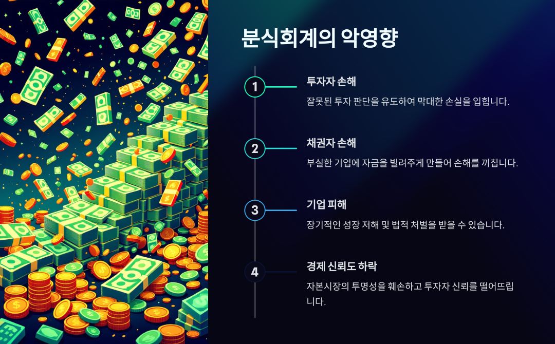 분식회계의 투자자, 채권자, 기업, 경제 전체에 미치는 악영향