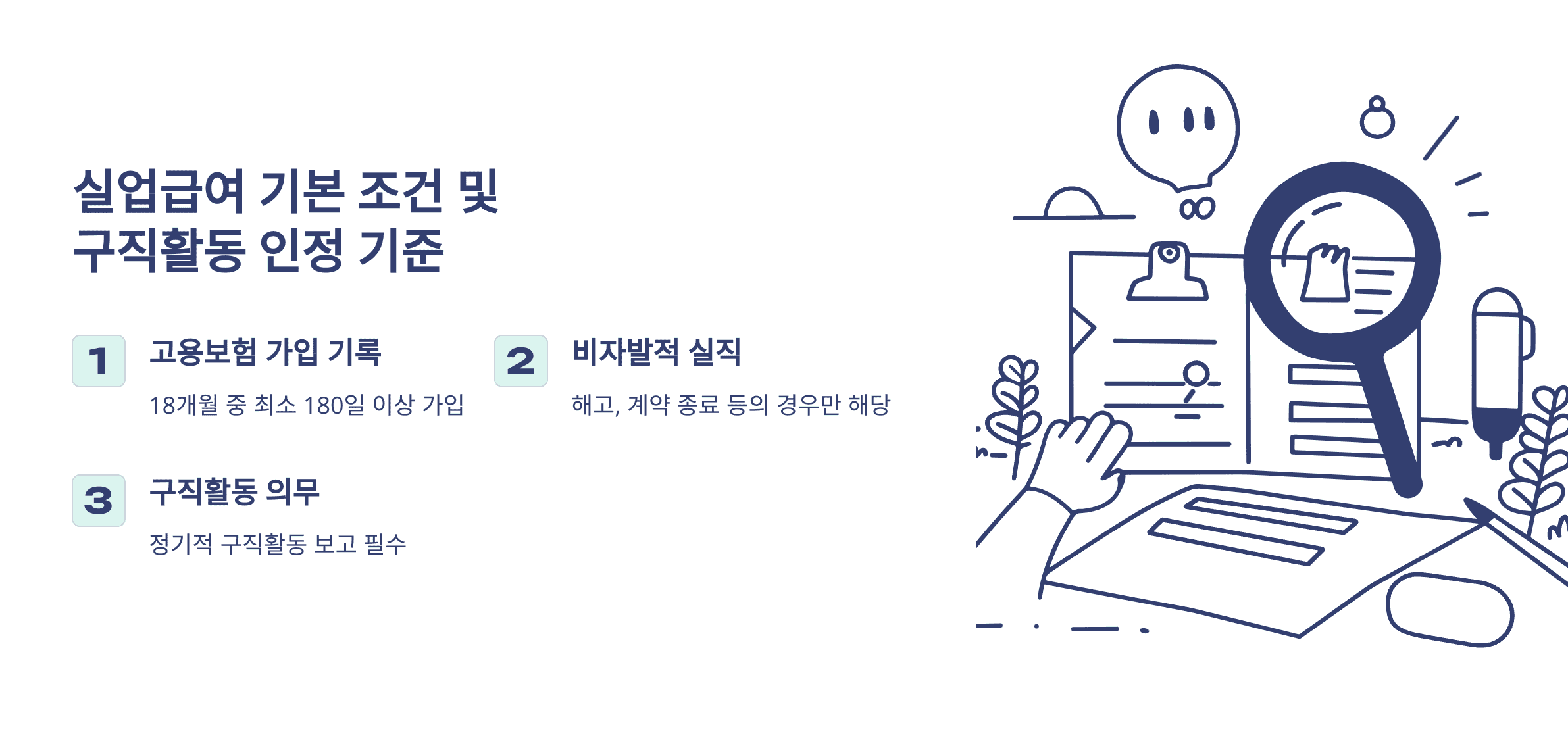 실업급여의 기본 조건 및 구직활동 인정 기준