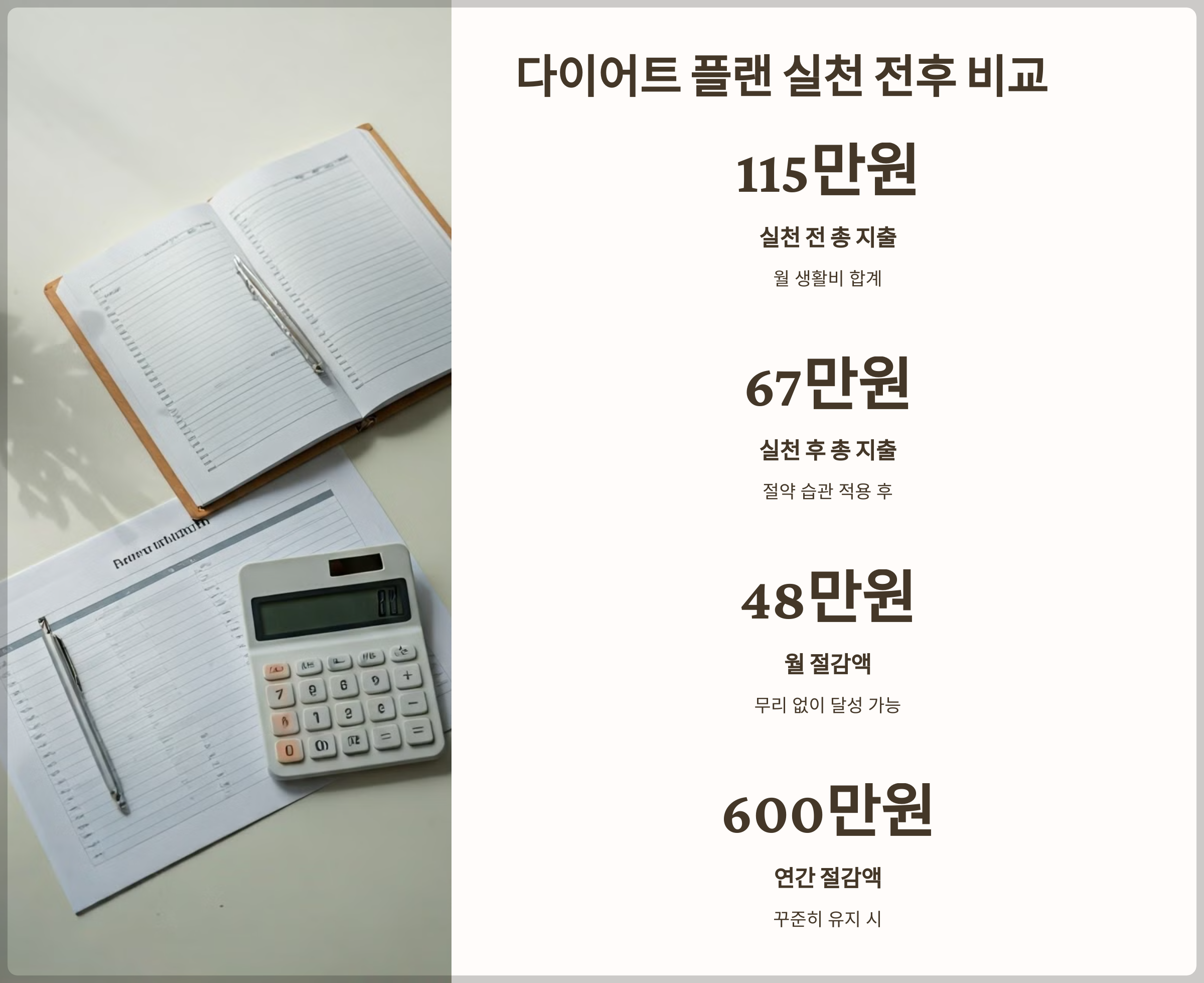 다이어트 플랜 실천 전 후 비교