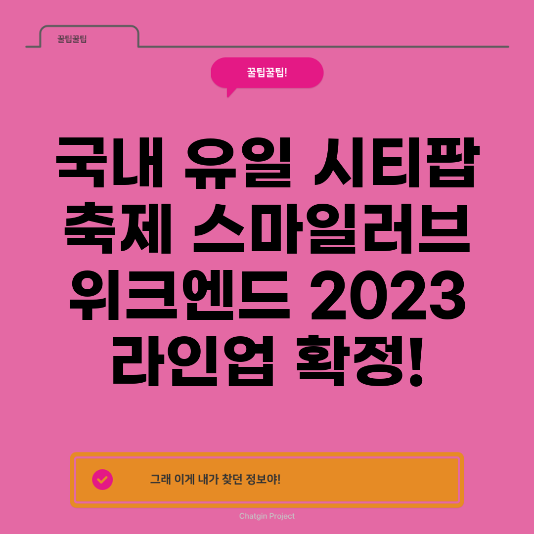 국내 유일 시티팝 축제 스마일러브 위크엔드 2023 라