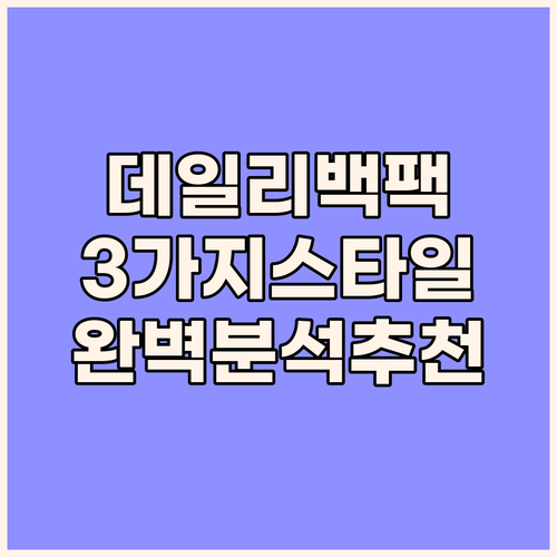 데일리 백팩 완벽 분석 3가지 스타일
