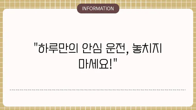 자동차보험 누구나 운전 1일 가입: 일일 주행 안심