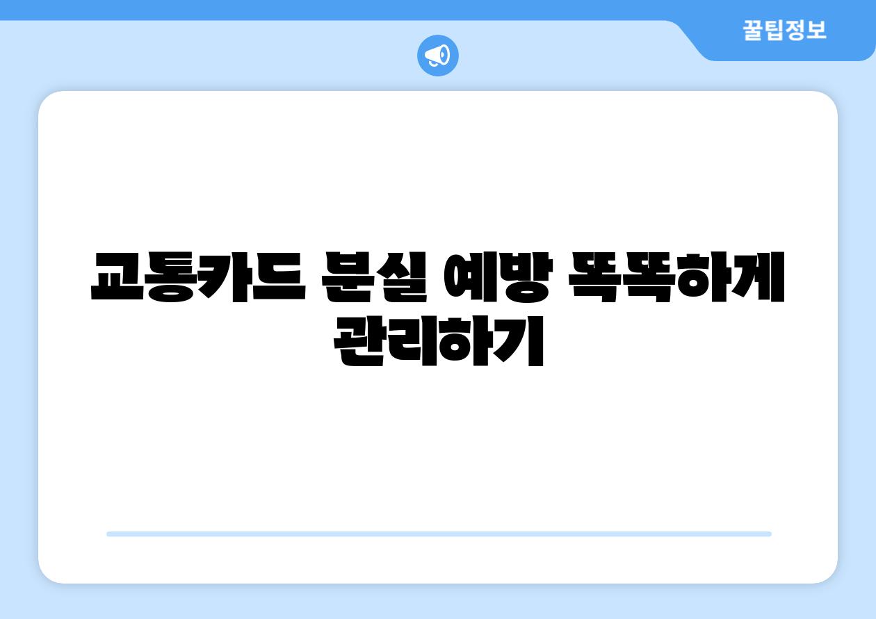 교통카드 분실 예방 똑똑하게 관리하기