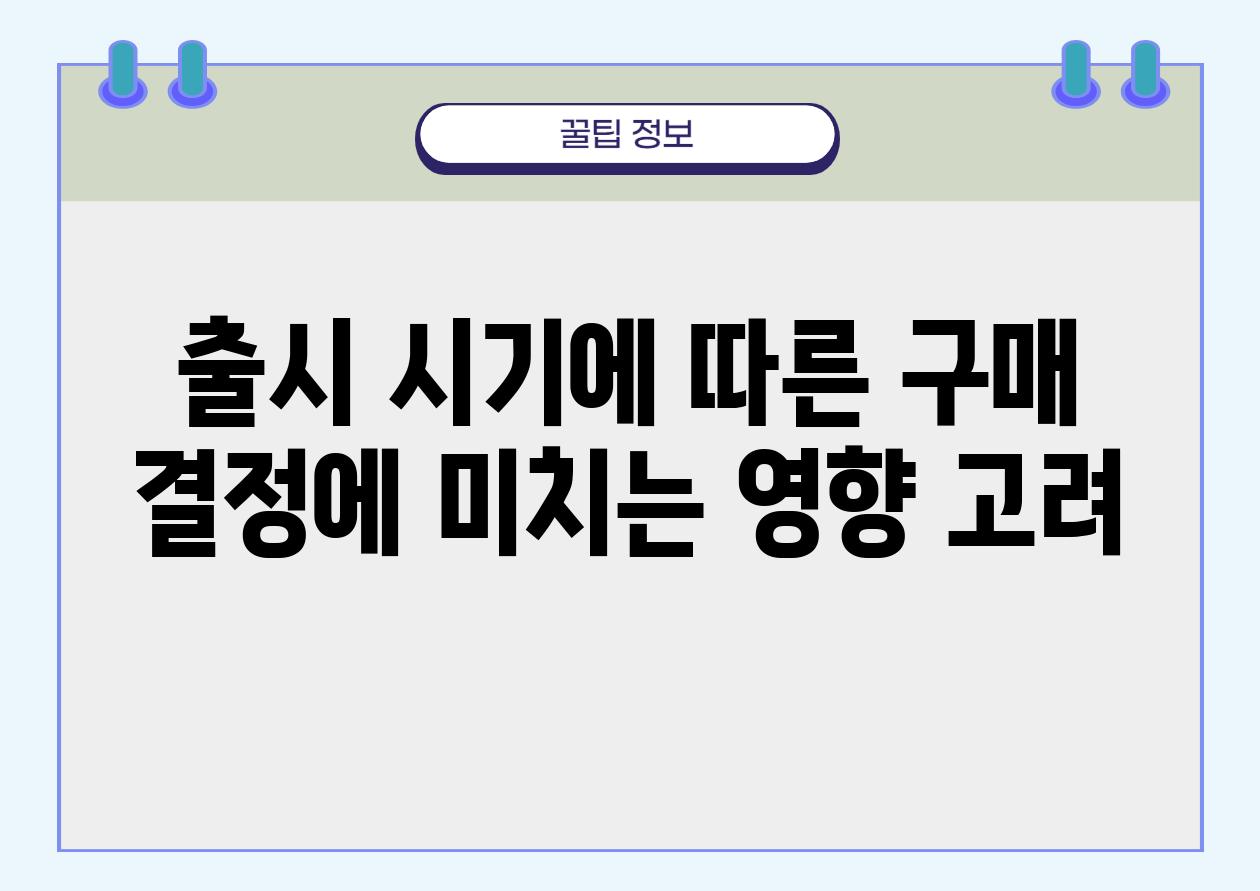 출시 시기에 따른 구매 결정에 미치는 영향 고려