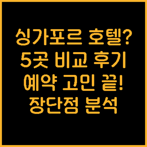 싱가포르 호텔 예약 고민 해결 5곳의