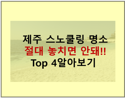 제주 스노쿨링 명소 Top4