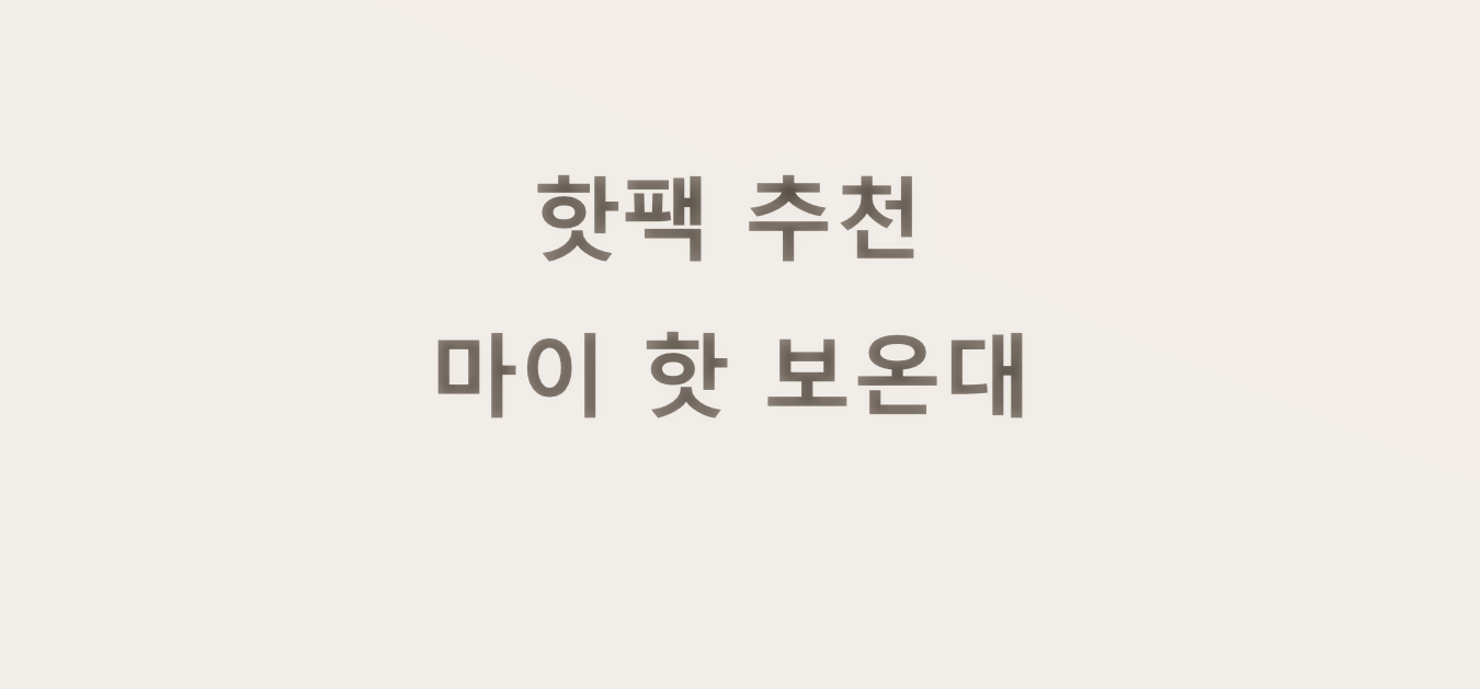  마이핫보온대 핫팩 추천