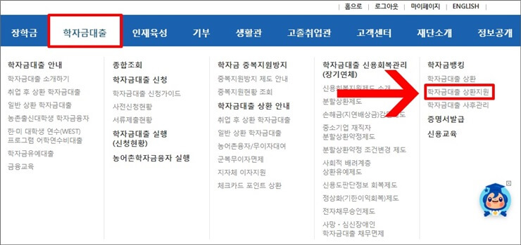한국장학재단-정기-채무자신고-위치(1)