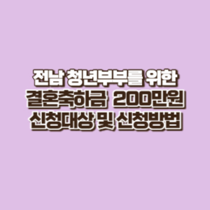 청년부부 결혼축하금(전라남도) 최대 200만원 신청대상 및 신청방법 확인 후 신청하기