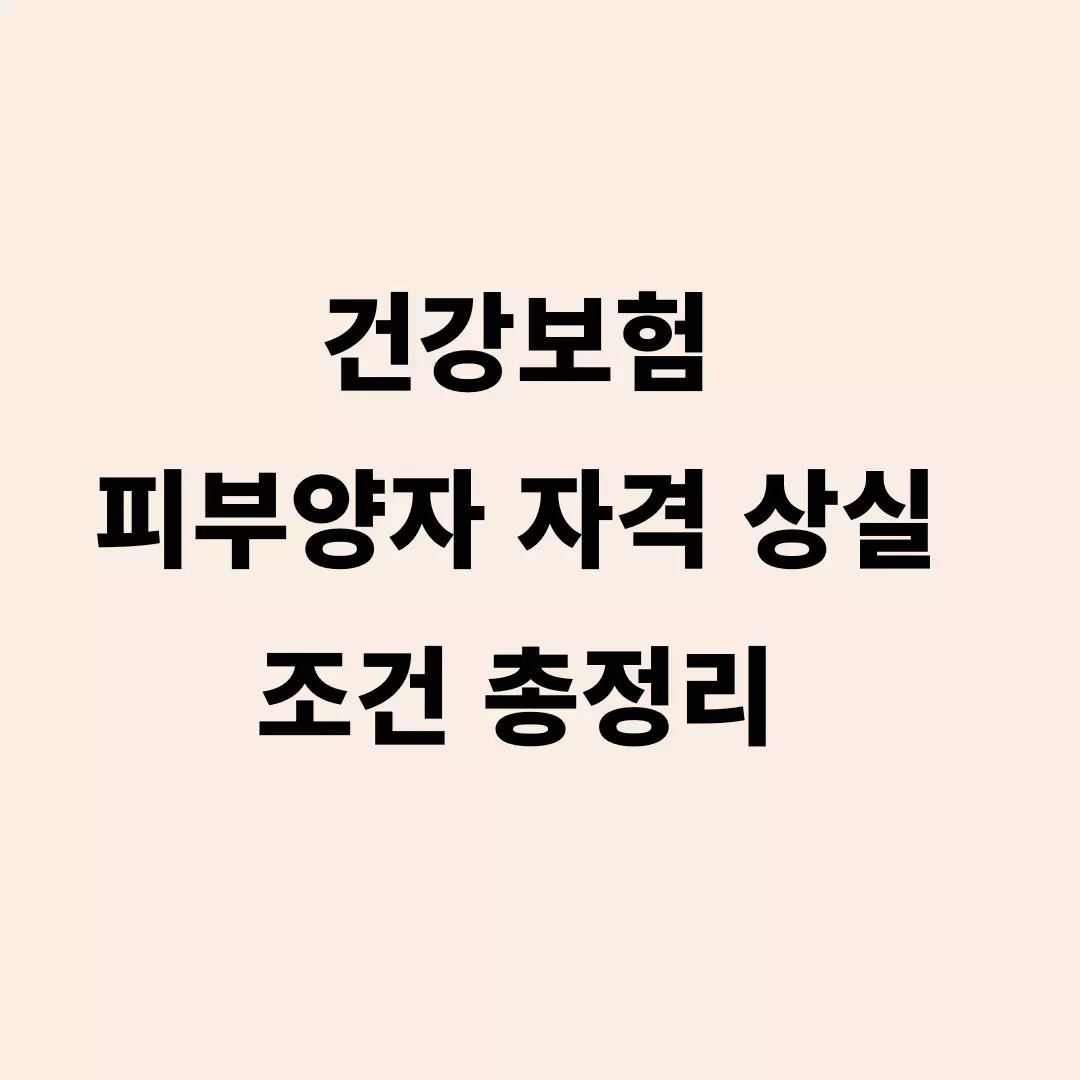  건강 보험 피부양자 자격 상실 조건 총 정리
