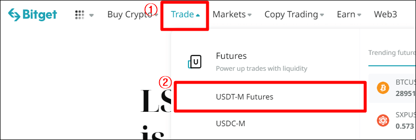 USDT-M Futures 버튼