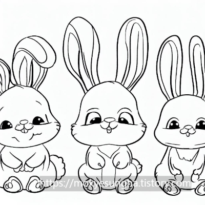 세 마리 토끼 색칠 도안. rabit coloring paper.