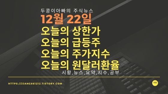  [20년 12월 22일]원달러 환율과 주식시세와 코스피지수