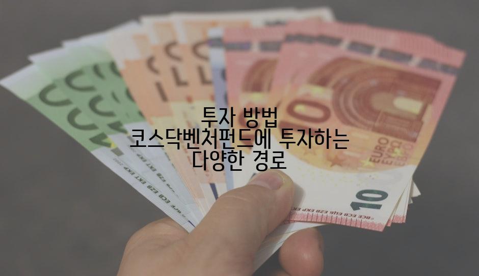 투자 방법 코스닥벤처펀드에 투자하는 다양한 경로