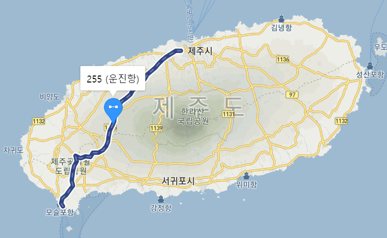  제주 255번 버스 노선 정보 : 제주버스터미널, 한라병원, 렛츠런파크, 오설록, 운진항