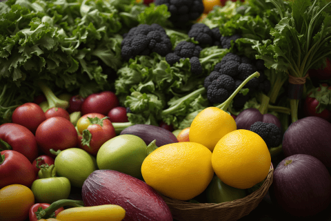 막걸리 효능, 다양한 과일 및 채소 사진