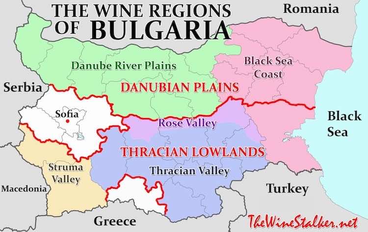 불가리아 와인 생산지 지도