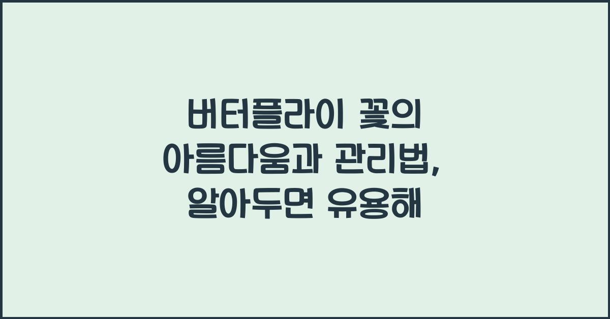 버터플라이 꽃의 아름다움과 관리법