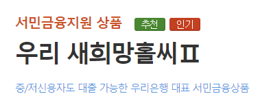 새희망홀씨대출 (우리은행)