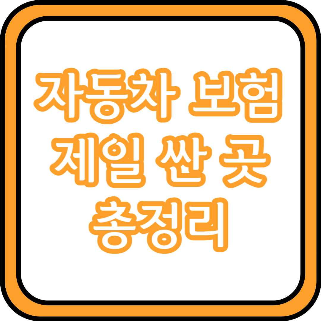  자동차 보험 제일 싼 곳 총정리