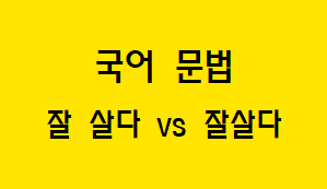  [혼동하기 쉬운 말] 잘 살다 VS 잘살다