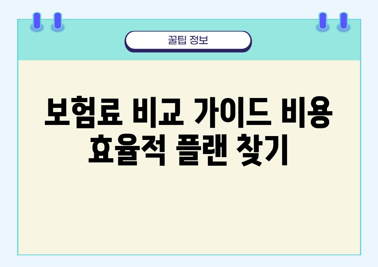 보험료 비교 설명서 비용 효율적 플랜 찾기