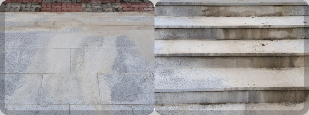 백화현상으로 오염된 계단