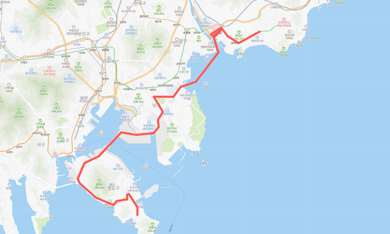  [부산,급행] 1006번버스 노선, 시간표 : 태종대, 동명대, 해운대역