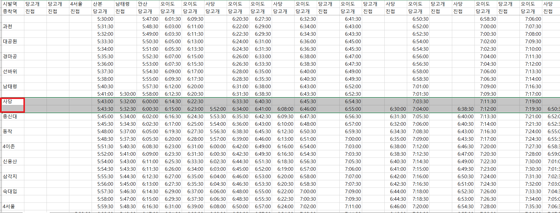 중앙역 지하철 시간표(4호선, 수인분당선), 실시간 지하철 현황 정보 보기