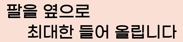  2) 팔을 옆으로 최대한 들어 올립니다.