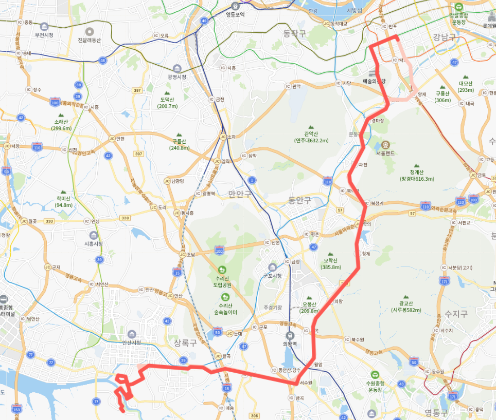  안산 3102번 버스 시간표, 실시간 노선 정보 :: 화성, 한양대학교, 상록수역, 강남역, 양재역
