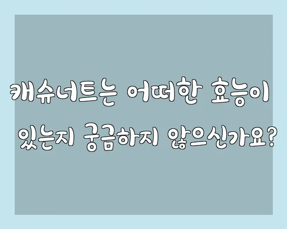 캐슈너트는 어떠한 효능이 있는지 궁금하지 않으신가요?