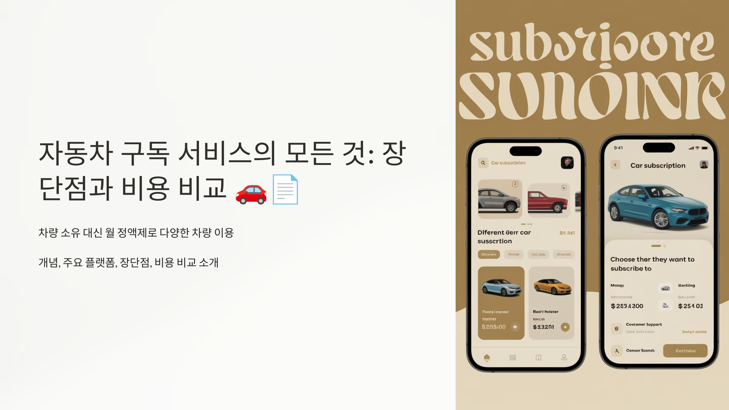 자동차 구독 서비스의 모든 것: 장단점과 비용 비교 🚗📄