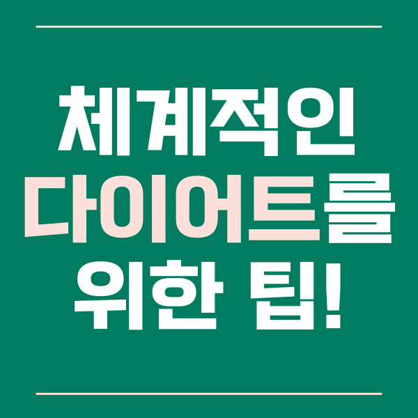  체계적인 다이어트를 위한 팁!