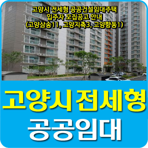  고양시 전세형 공공건설임대주택 입주자 모집공고 안내(고양삼송11, 고양지축3, 고양향동1)