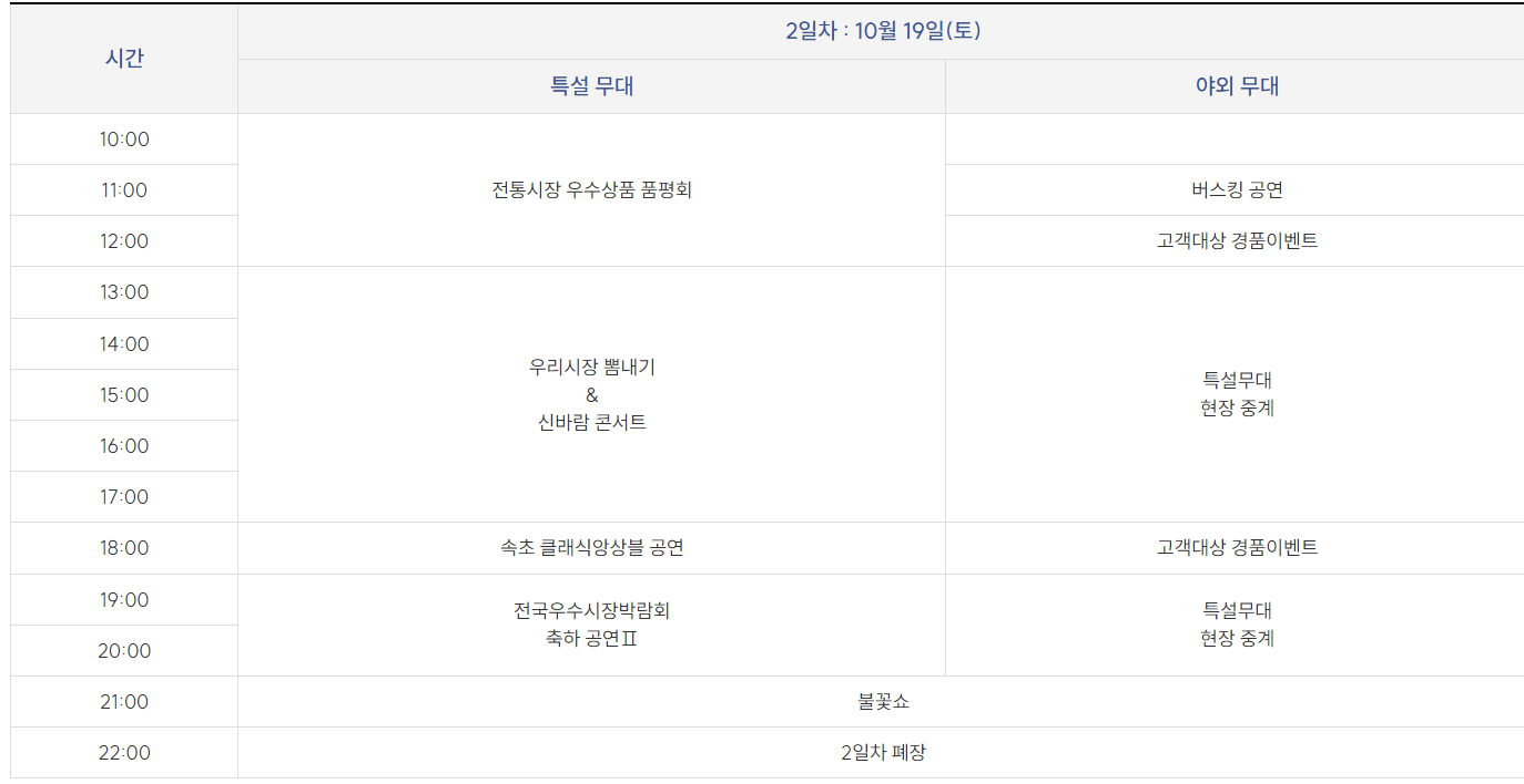 2024 K-전통시장페어 in 속초 일정표