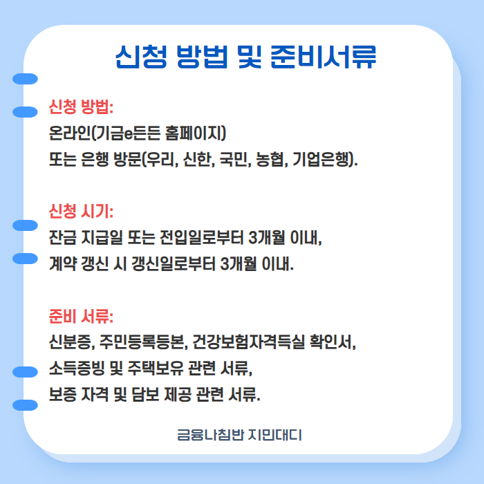 청년전용 버팀목전세자금 대출 지원 신청 방법 서류