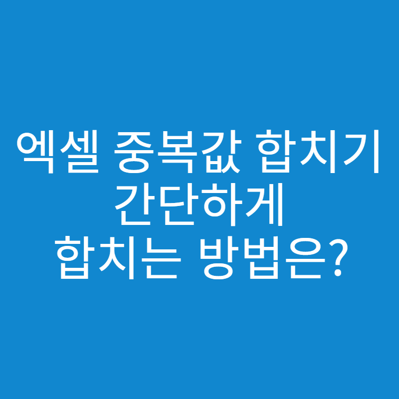  엑셀 중복값 합치기 방법