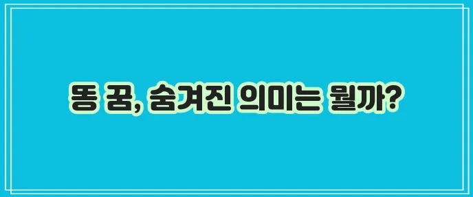 똥 꿈 해몽 어두운 시간 이해가 중요하죠