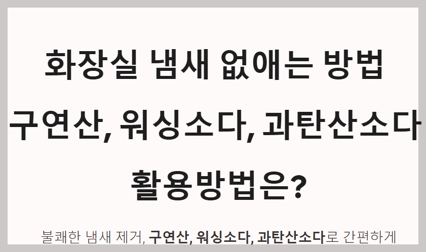 화장실 냄새 없애는 방법 - 구연산, 워싱소다, 과탄산소다 활용법!