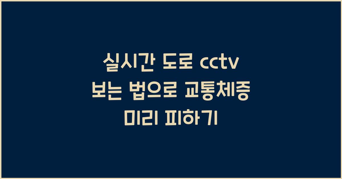 실시간 도로 cctv 보는 법