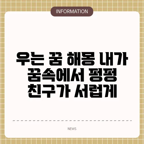 우는 꿈 해몽 내가 꿈속에서 펑펑 친구가 서럽게