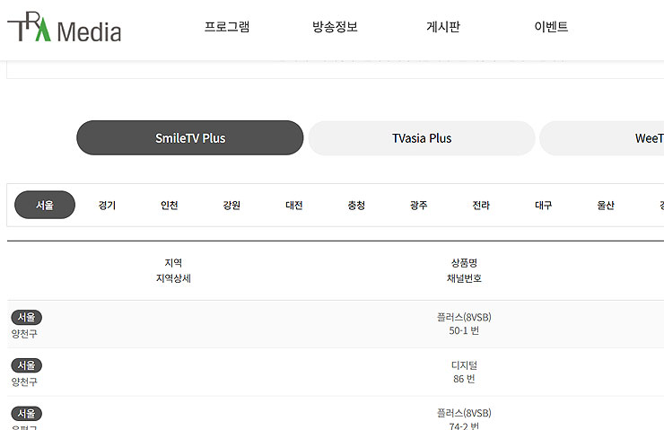 스마일tv-채널번호-안내-페이지