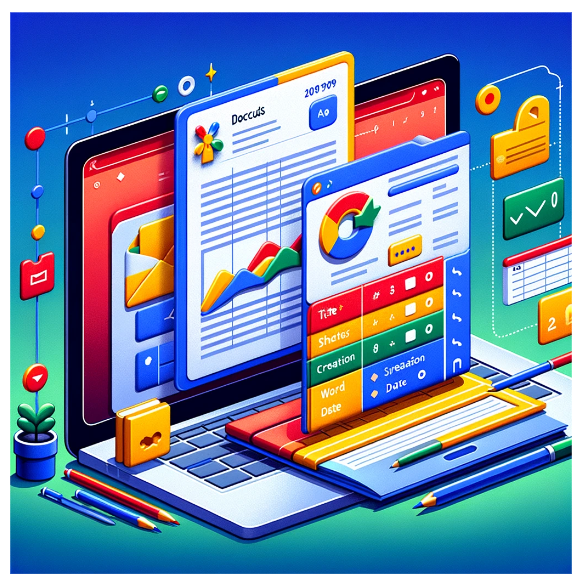 An illustration representing the concept of importing document information from Google Docs into Google Sheets for organization.