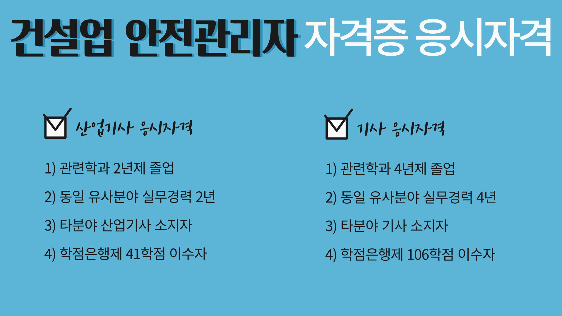 건설업 안전관리자 선임기준 자격증 응시자격